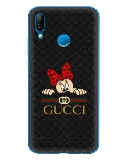 Чехол для Huawei P20 Lite (2019) с картинкой «Минни Маус Gucci — черный»