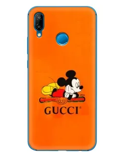 Чехол для Huawei P20 Lite (2019) с картинкой «Микки Маус Gucci — оранж»
