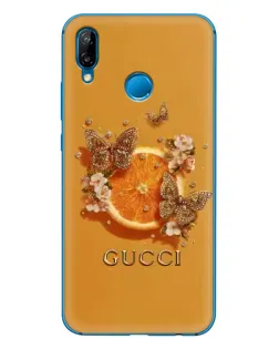 Чехол для Huawei P20 Lite (2019) с картинкой «Gucci — золотые бабочки»