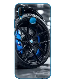 Чехол для Huawei P20 Lite (2019) с картинкой «Колесо BMW вблизи»