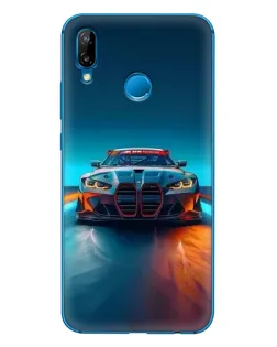 Чехол для Huawei P20 Lite (2019) с картинкой «BMW — огни неона»