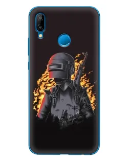 Чехол для Huawei P20 Lite (2019) с картинкой «PUBG — огненный силуэт»