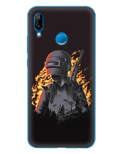 Чехол для Huawei P20 Lite (2019) с картинкой «PUBG — огненный силуэт»