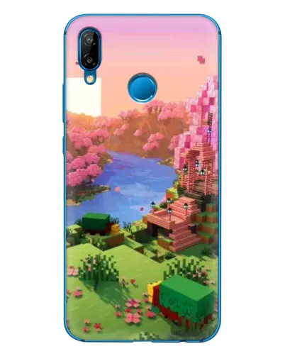 Чехол для Huawei P20 Lite (2019) с картинкой «Розовое дерево Minecraft»