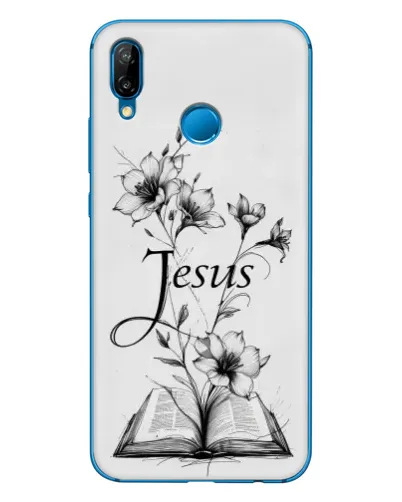 Чехол для Huawei P20 Lite (2019) с картинкой «Цветы и Библия»