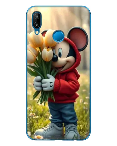 Чехол для Huawei P20 Lite (2019) с картинкой «Микки с тюльпанами»