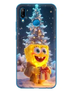 Чехол для Huawei P20 Lite (2019) с картинкой «Рождественский Спанч Боб»