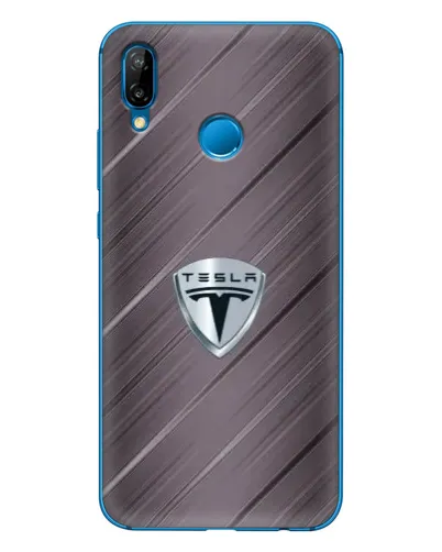 Чехол для Huawei P20 Lite (2019) с картинкой «Металлическая текстура Tesla»