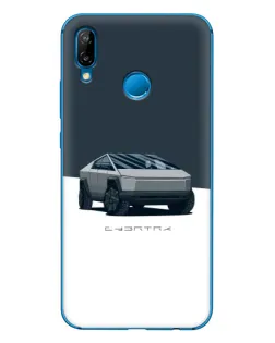 Чехол для Huawei P20 Lite (2019) с картинкой «Серебристый Cybertruck Tesla»