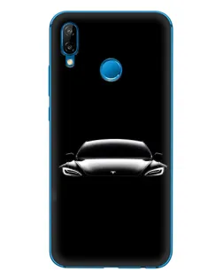 Чехол для Huawei P20 Lite (2019) с картинкой «Фары Tesla Night»