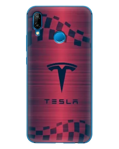 Чехол для Huawei P20 Lite (2019) с картинкой «Тесла красный карбон»
