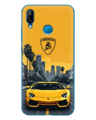 Чехол для Huawei P20 Lite (2019) с картинкой «Желтый Lamborghini город»