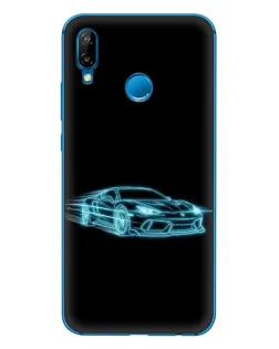 Чехол для Huawei P20 Lite (2019) с картинкой «Неоновый контур Lamborghini»
