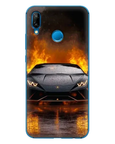 Чехол для Huawei P20 Lite (2019) с картинкой «Lamborghini в огне»