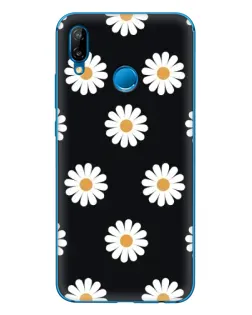 Чехол для Huawei P20 Lite (2019) с картинкой «Ромашки на черном»