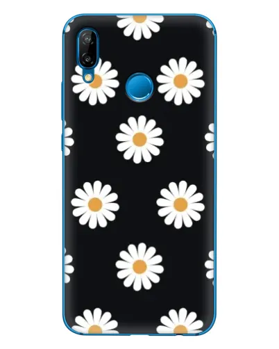 Чехол для Huawei P20 Lite (2019) с картинкой «Ромашки на черном»