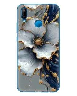 Чехол для Huawei P20 Lite (2019) с картинкой «Белый цветок и золотой флюид»
