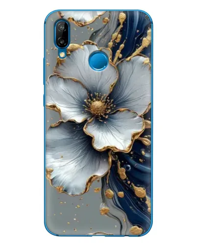 Чехол для Huawei P20 Lite (2019) с картинкой «Белый цветок и золотой флюид» Чехол для Huawei P20 Lite (2019) с картинкой «Белый цветок и золотой флюид»