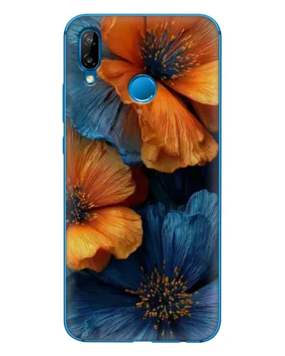 Чехол для Huawei P20 Lite (2019) с картинкой «Яркая сине-оранжевая флора» Чехол для Huawei P20 Lite (2019) с картинкой «Яркая сине-оранжевая флора»