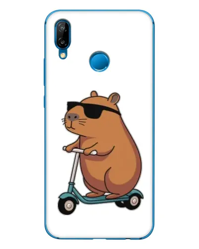 Чехол для Huawei P20 Lite (2019) с картинкой «Капибара на самокате»