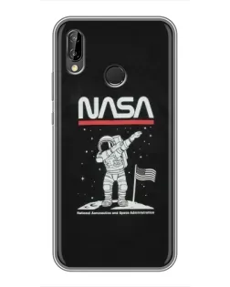 Чехол для Huawei P20 Lite (ANE-L02) с картинкой «NASA — шагаем по Луне»