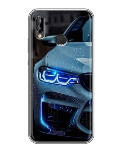 Чохол для Huawei P20 Lite (ANE-L02) з картинкою «Погляд BMW з синіми фарами»