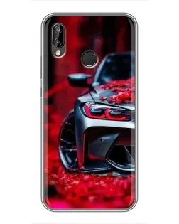 Чохол для Huawei P20 Lite (ANE-L02) з картинкою «Спортивна BMW та квіти»