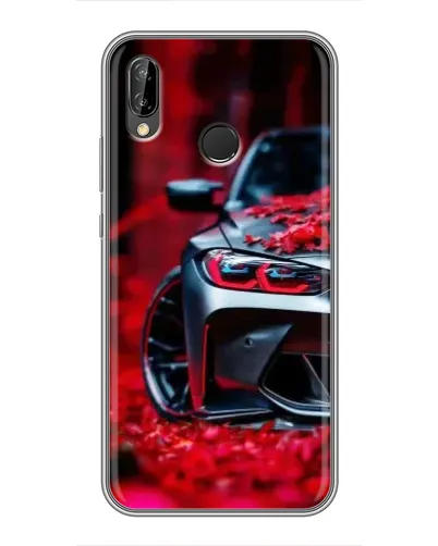 Чохол для Huawei P20 Lite (ANE-L02) з картинкою «Спортивна BMW та квіти»