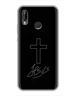 Чехол для Huawei P20 Lite (ANE-L02) с картинкой «Графический крест Jesus»