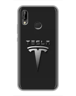 Чохол для Huawei P20 Lite (ANE-L02) з картинкою «Сталевий логотип Tesla»