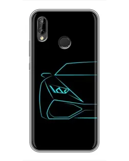 Чохол для Huawei P20 Lite (ANE-L02) з картинкою «Блакитний силует Lamborghini» Чохол для Huawei P20 Lite (ANE-L02) з картинкою «Блакитний силует Lamborghini»