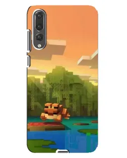 Чехол для Huawei P20 Pro (CLT-L04) с картинкой «Майнкрафт закат солнца»