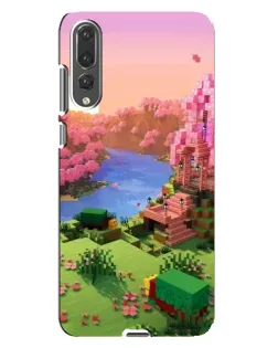 Чехол для Huawei P20 Pro (CLT-L04) с картинкой «Розовое дерево Minecraft»