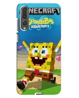 Чехол для Huawei P20 Pro (CLT-L04) с картинкой «Губка Боб Minecraft»