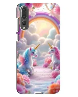 Чехол для Huawei P20 Pro (CLT-L04) с картинкой «Радуга и единороги»