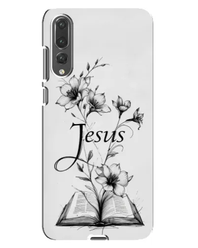 Чехол для Huawei P20 Pro (CLT-L04) с картинкой «Цветы и Библия»