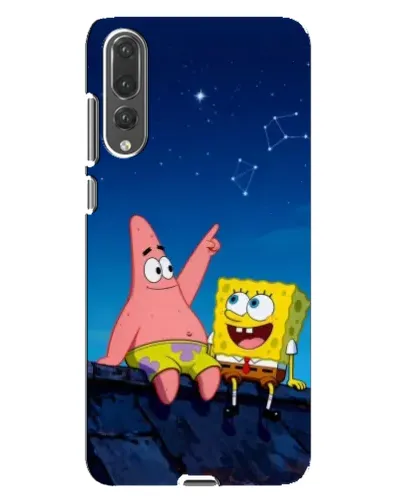 Чехол для Huawei P20 Pro (CLT-L04) с картинкой «Губка Боб и Патрик ночью»