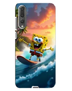 Чехол для Huawei P20 Pro (CLT-L04) с картинкой «Губка Боб серфингист»