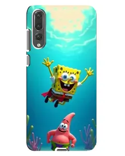 Чехол для Huawei P20 Pro (CLT-L04) с картинкой «Спанч Боб под водой»