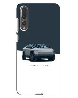 Чехол для Huawei P20 Pro (CLT-L04) с картинкой «Серебристый Cybertruck Tesla»