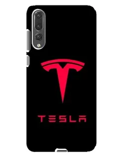 Чехол для Huawei P20 Pro (CLT-L04) с картинкой «Tesla Red Logo»