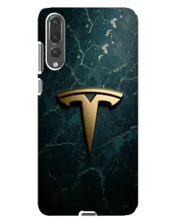 Чехол для Huawei P20 Pro (CLT-L04) с картинкой «Мраморная Tesla Gold»