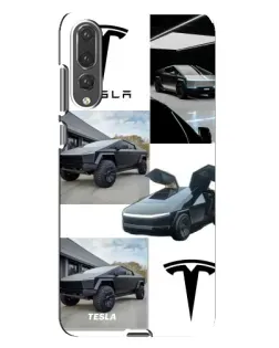 Чехол для Huawei P20 Pro (CLT-L04) с картинкой «Коллаж Cybertruck Tesla»