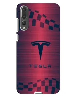 Чехол для Huawei P20 Pro (CLT-L04) с картинкой «Тесла красный карбон»