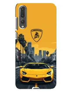 Чехол для Huawei P20 Pro (CLT-L04) с картинкой «Желтый Lamborghini город»