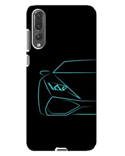 Чехол для Huawei P20 Pro (CLT-L04) с картинкой «Голубой силуэт Lamborghini»