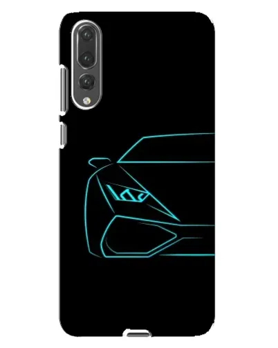 Чехол для Huawei P20 Pro (CLT-L04) с картинкой «Голубой силуэт Lamborghini»