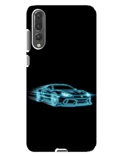 Чехол для Huawei P20 Pro (CLT-L04) с картинкой «Неоновый контур Lamborghini»