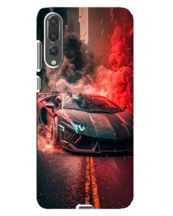 Чехол для Huawei P20 Pro (CLT-L04) с картинкой «Lamborghini красный дым»