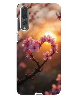 Чохол для Huawei P20 Pro (CLT-L04) з картинкою «Рожевий цвіт  сердечко на тлі заходу»
